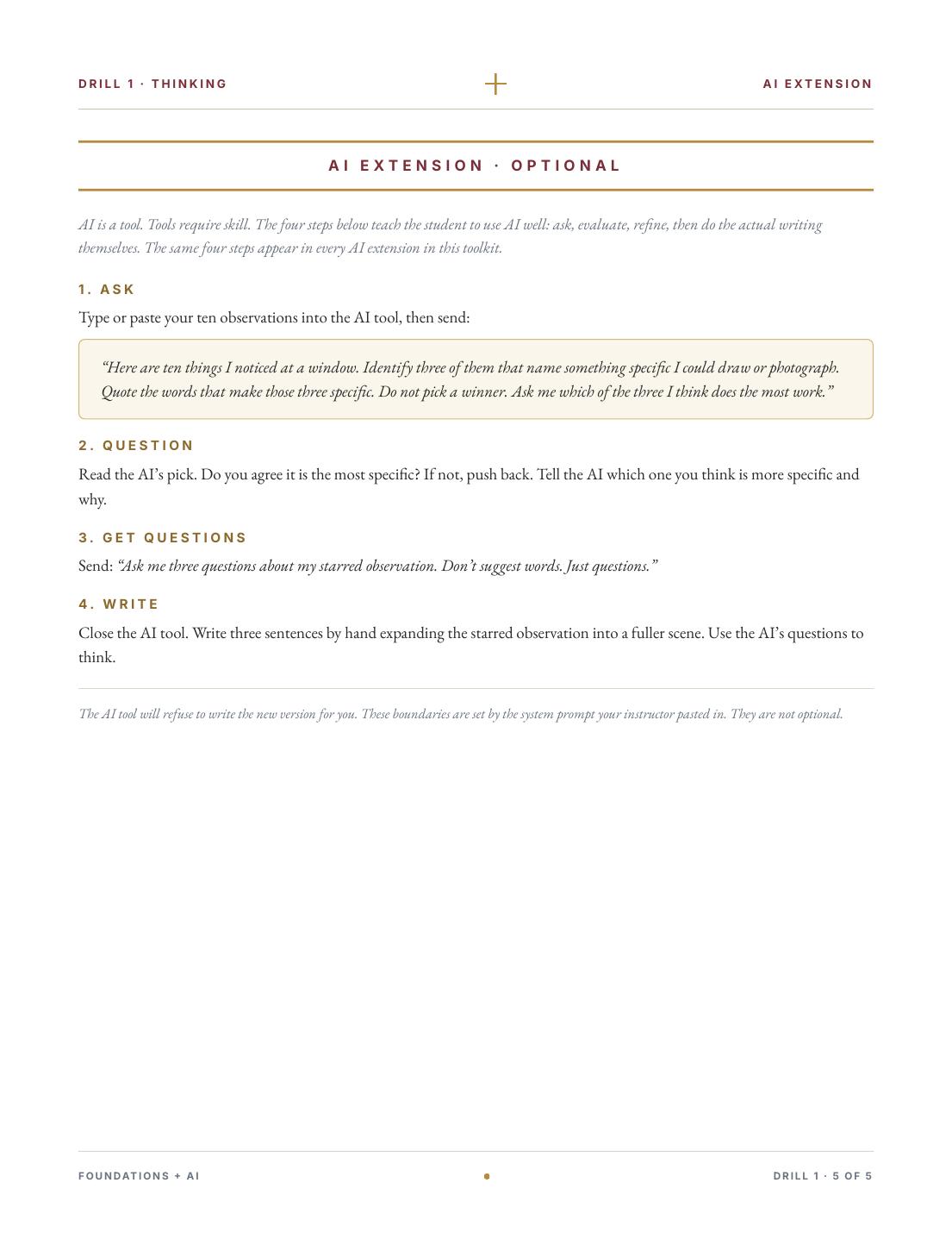 An AI Extension page.