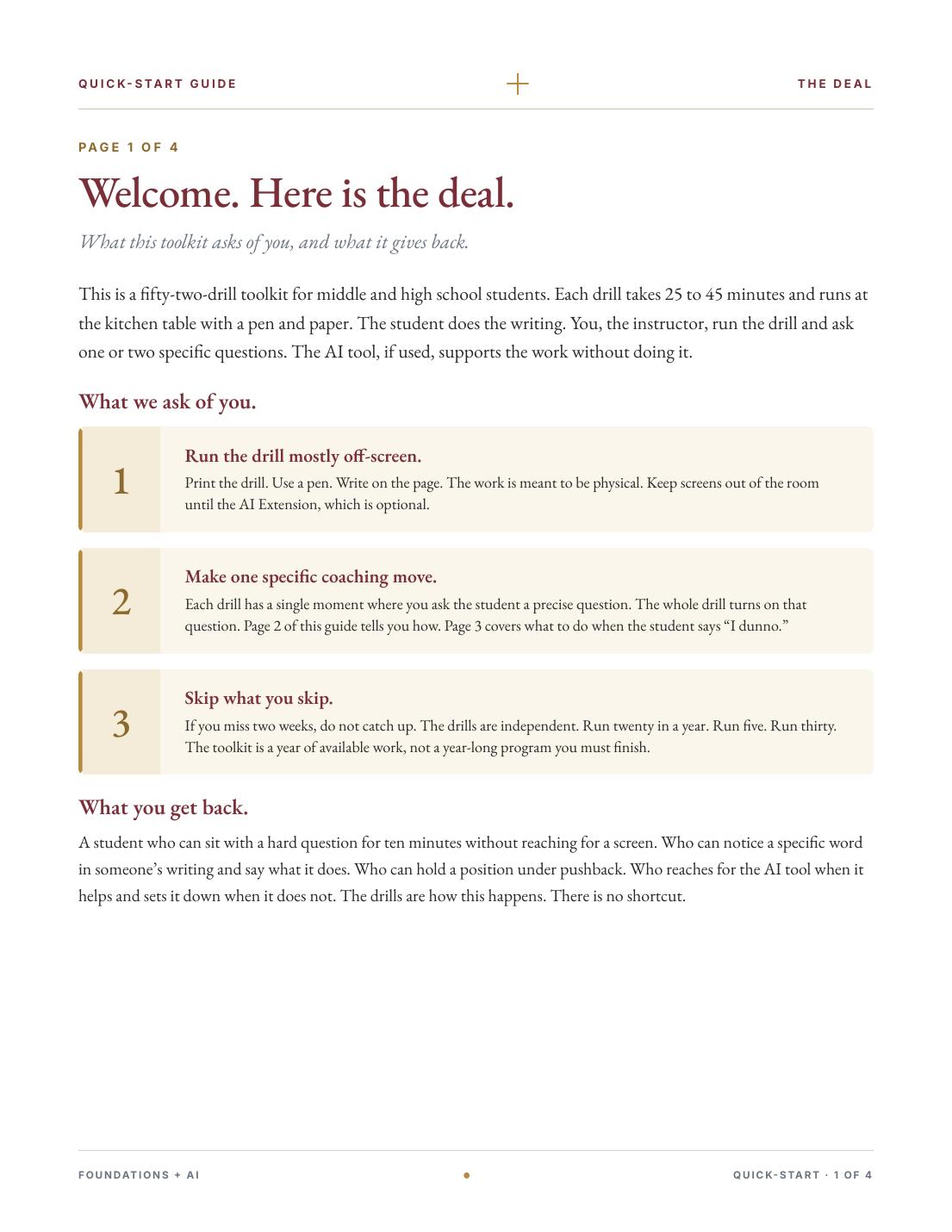 The Quick-Start Guide page 1.